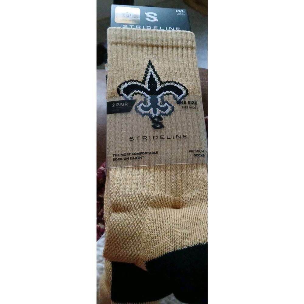 Strideline Men's New Orleans Saints Socks Size M/L (8-12), 2 Pairs,